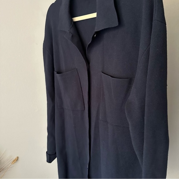 Aritzia Babaton Society Sweater Button Down Collar in Navy Medium - Picture 9 of 13